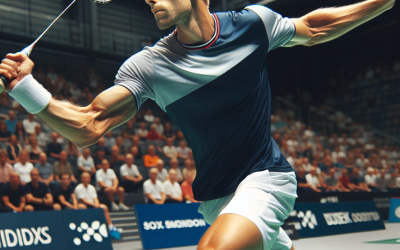 image of Viktor Axelsen, a professional badminton player, in action.
